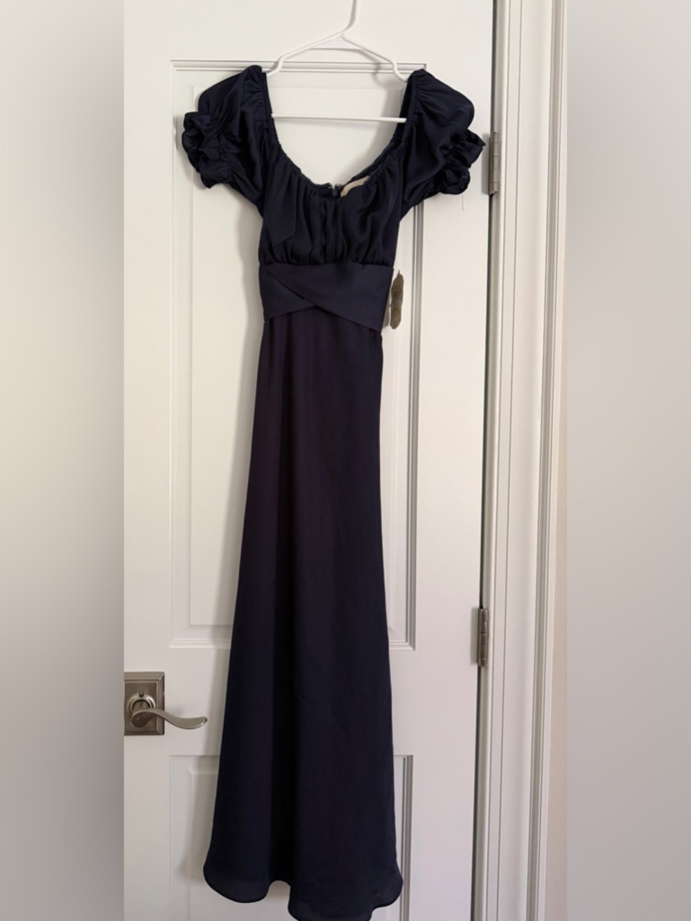 Altar’d State Navy Puff-Sleeve Maxi Dress